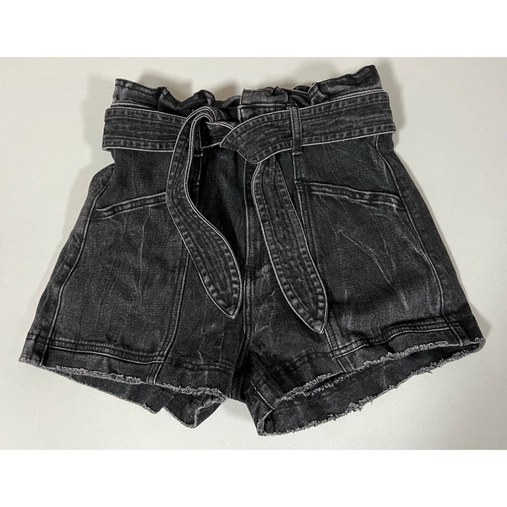 Abercrombie & Fitch Belted High-Waisted Paper Bag Denim Jean Shorts Size 2 🪬